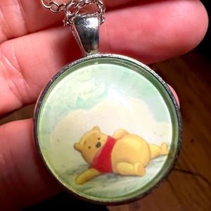 • WINNIE the POOH glass dome pendant Necklace •